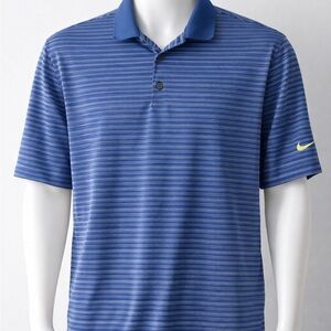 PGA Tour Blue and Gray Striped Polo Shirt